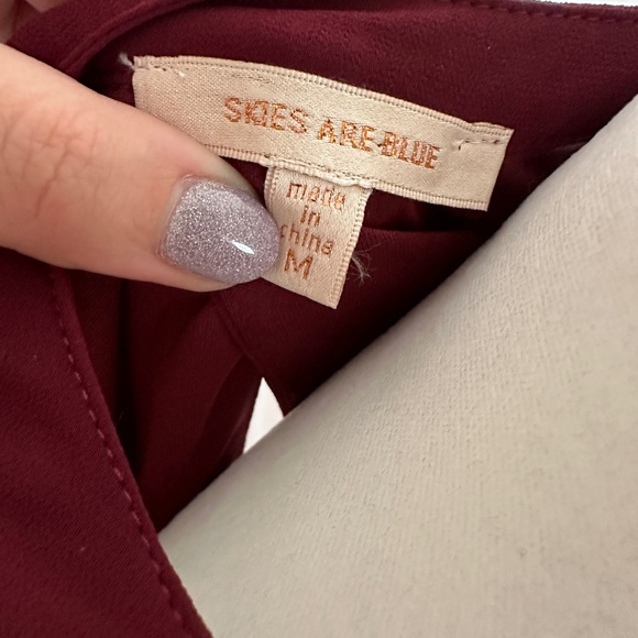 Skies Are Blue Heide Beaded Burgundy Halter Tank Size Medium - Picture 6 of 6